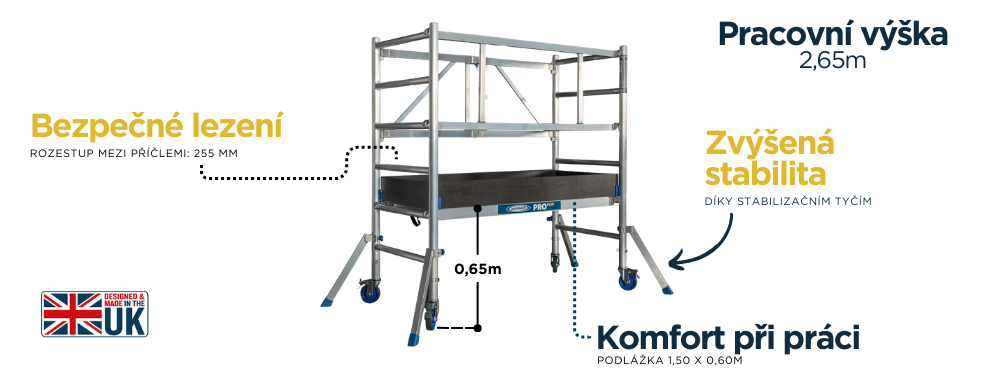 WERNE ProPlus Pojizde leseni pracovní výška 2,65m detail 1